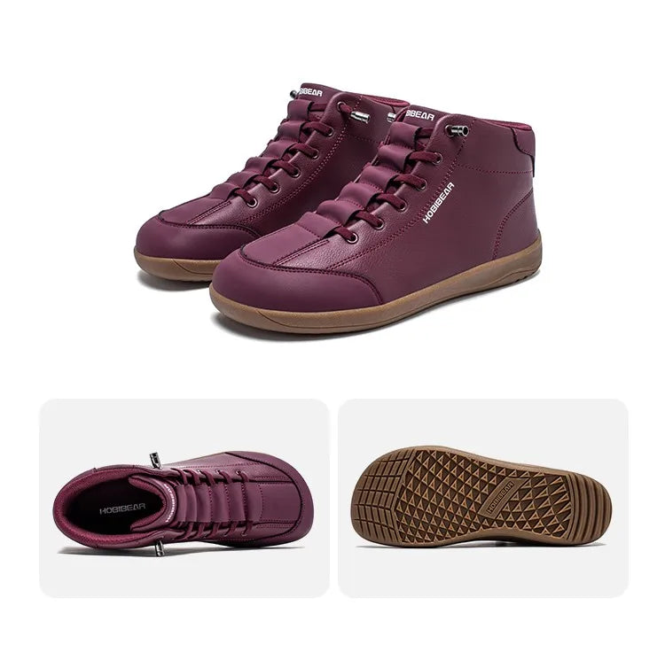 HOBIBEAR Mid-Top Barefoot Shoes Unisex Wide Toe Minimalist Ankle Boots Artificial Leather Outdoor Non-Slip Sneaker