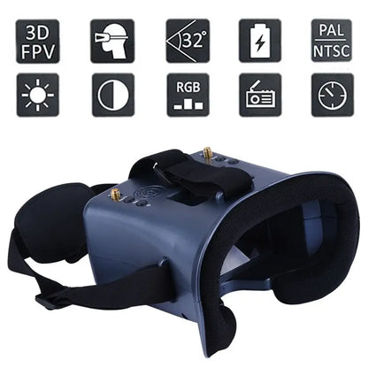 008D FPV Goggle 5.8GHz 40Ch Receiver with DVR 3.7V/2000MAh Battery 4.3 Inch HD LCD 16: 9 for Racing Drone BWhoop Drone-ABWO