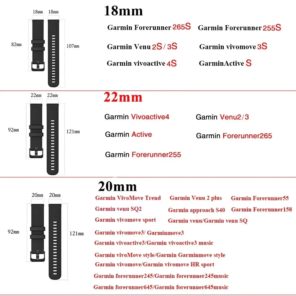 18mm 20mm 22mm Women Silicone Smart Watch Strap Wristband For Garmin Venu 3S 2S Forerunner 165 265S 255 Bracelet Watchband