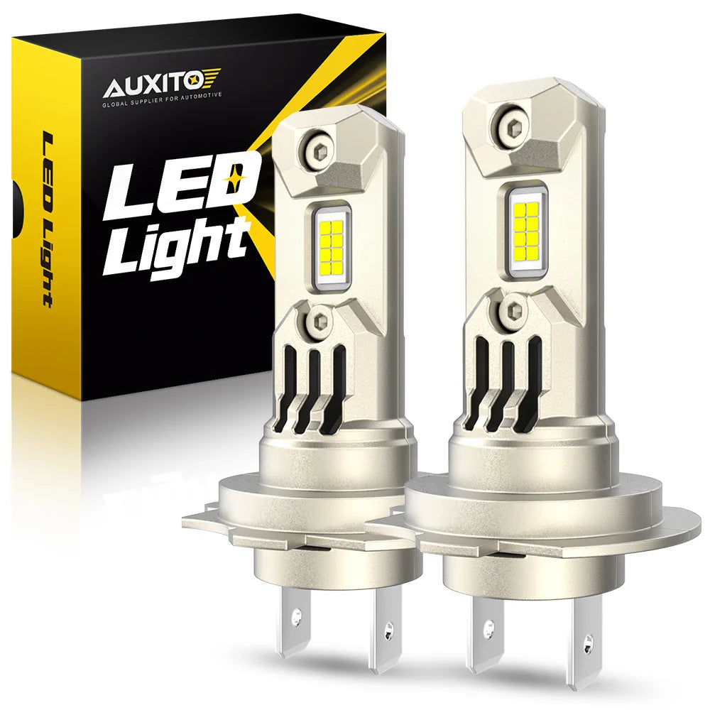AUXITO 2Pcs H7 Car Headlights LED Lights For Car CSP Headlight Bulb 6500K White Day Running Automobile Lamp With Cooling Fans