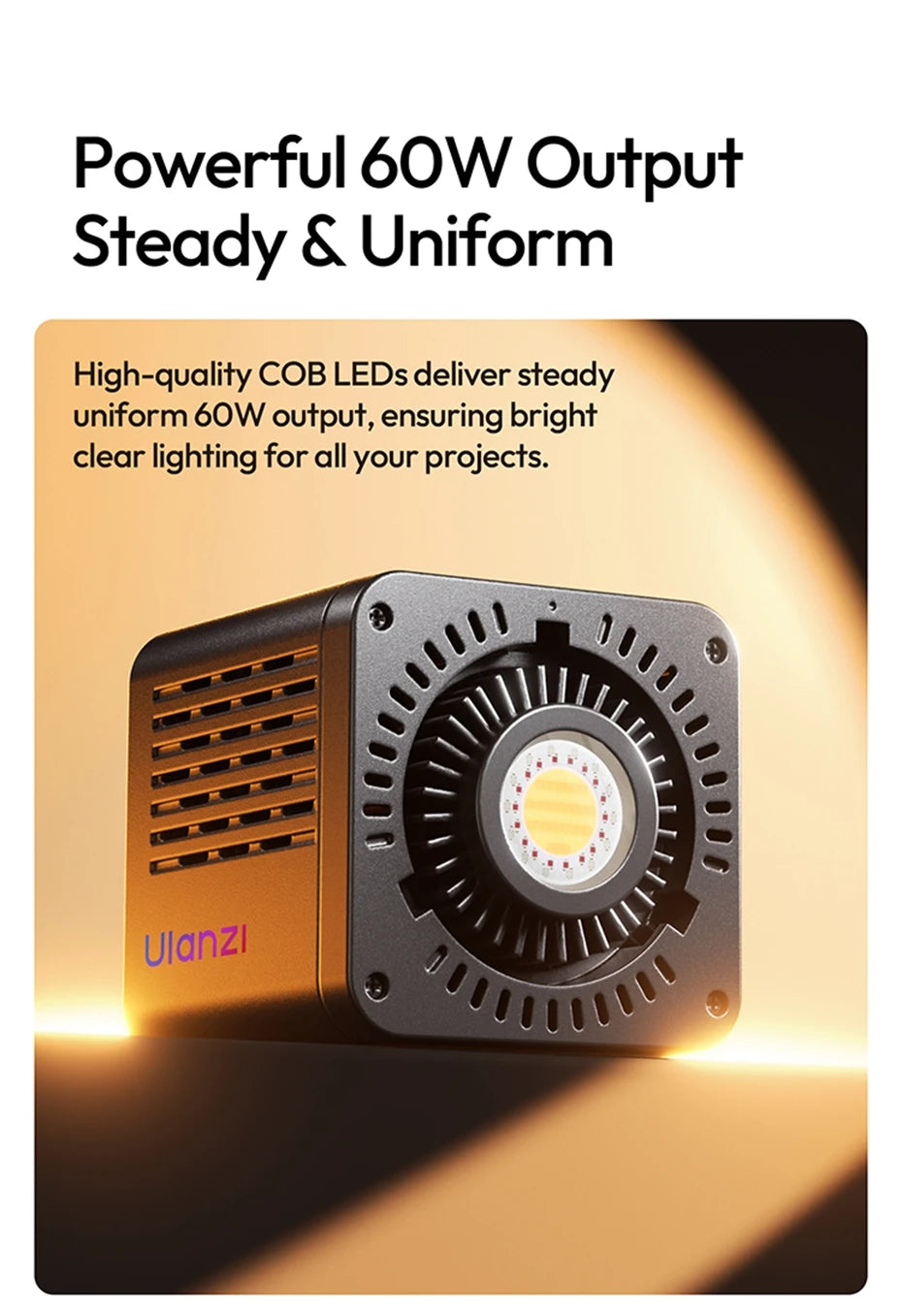Ulanzi C60 60W RGB COB Light 2500-6500K Bi-Color Video Light For Photography Studio Shooting Outdoor Camping Lighting Vlog