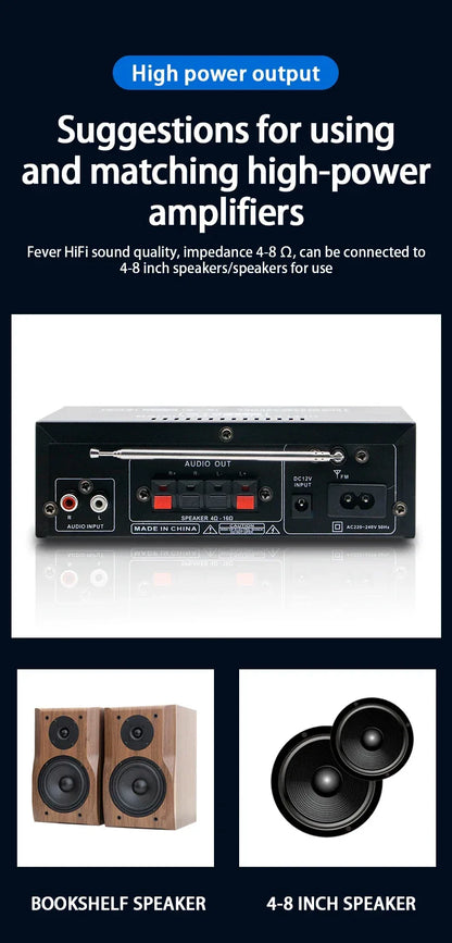 Home High-power Bluetooth Power Amplifier 2.0 Channel Constant Resistance Mini Power Amplifier Small Car Power Amplifier Multy