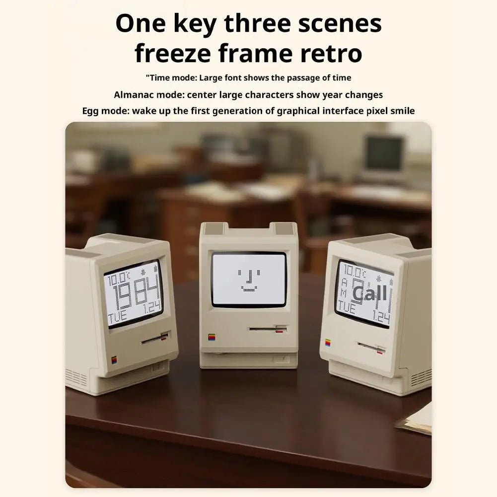 Desktop Digital Clock Retro Classic Design Beige Floppy Disk Decor Tech Gadget Gift For Men Women Office Desk Novelty Ornament