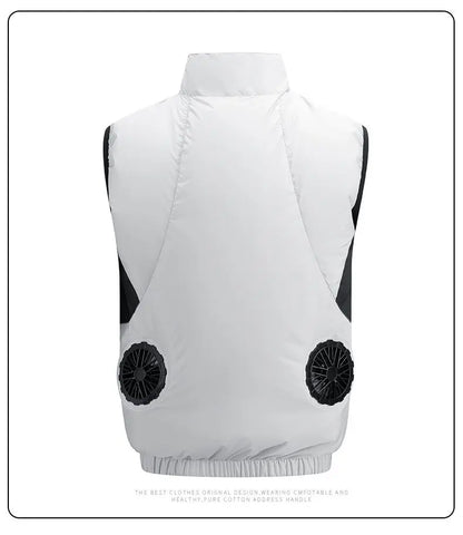 NEWS USB 12V/5V 4Fan Couples Summer Breathable Cooling Vest Sleeveless Fan Air Conditioner Jacket Heat Resistant Outdoor Workwea