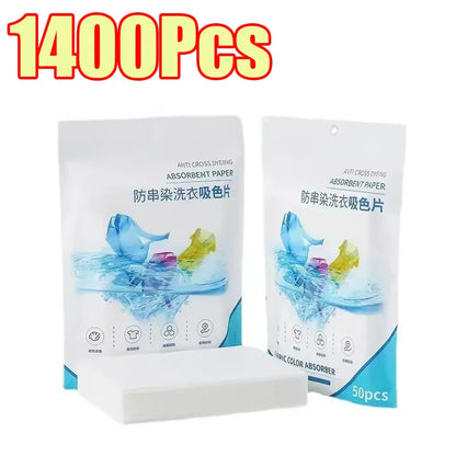 50-1400Pcs Laundry Tablets Laundry Paper Anti-Staining Mixing Color Mixing Absorption Washing Household for Washing Machine