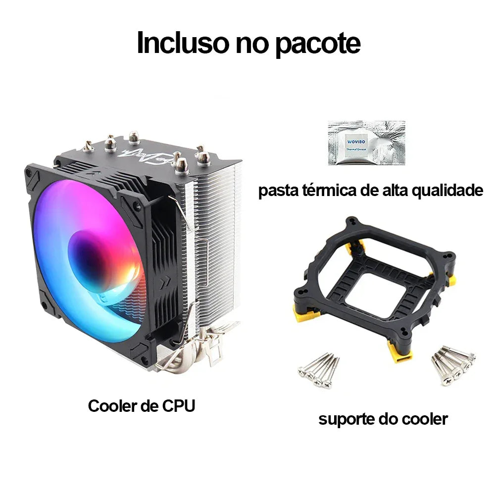 Wovibo 4 Tubo De Calor Cpu  Cooler Fan Ventilador Pwm 4Pin Argb Rgb Intel 115x1200 1700 2011 X79 X99 Amd Am4 Am5 Radiador