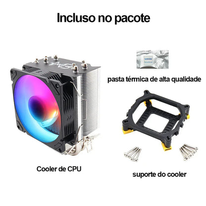 Wovibo 4 Tubo De Calor Cpu  Cooler Fan Ventilador Pwm 4Pin Argb Rgb Intel 115x1200 1700 2011 X79 X99 Amd Am4 Am5 Radiador