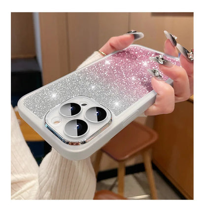 Fashion Bling Glitter Phone Case  For iPhone 16 E 15 Pro Max 14 Plus 13 12 11 Luxury Shockproof Bumper Silicone Clear Back Cover