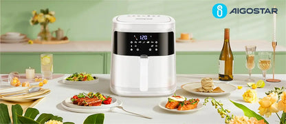 Aigostar White Cube 7L 1900W Smart Air Fryer Without Oil, App and WiFi Control, 7 Programmes with LED Screen, Removable Basket