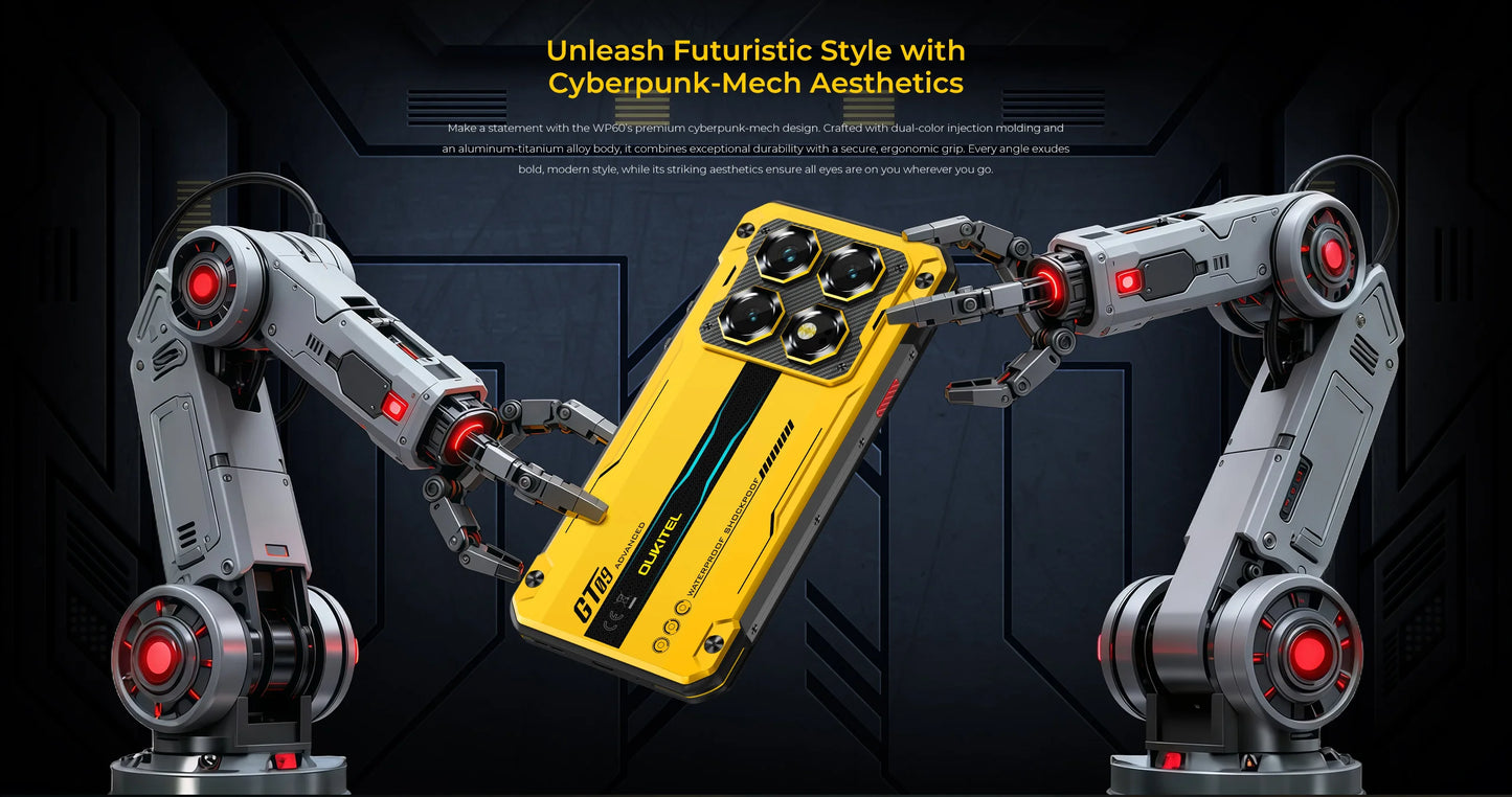 OUKITEL WP60 10000mAh Rugged Phone 7.2” HD+ Display 48GB(16+32) +512GB MTK 7025 Smartphone Android 15, 108MP Camera, NFC, 120Hz