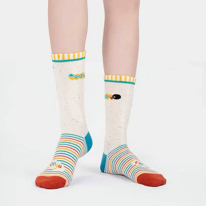 1/2Pairs Autumn and Winter Season Trendy Cartoon Cute Original Versatile Animal Colorful Pattern Simple Penguin Middle Socks