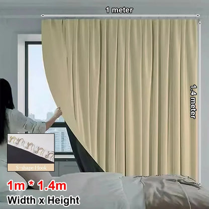 1Pcs Full Blackout Partition Blackout Curtain Polyester Fabric Beige Window Door Curtain High Shading Protection