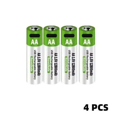 2025 New AA 1.5V USB Rechargeable Li-ion Battery 12800mAh Battery W/Type-C Cable for Toy Remote Control Mouse Electric Battery
