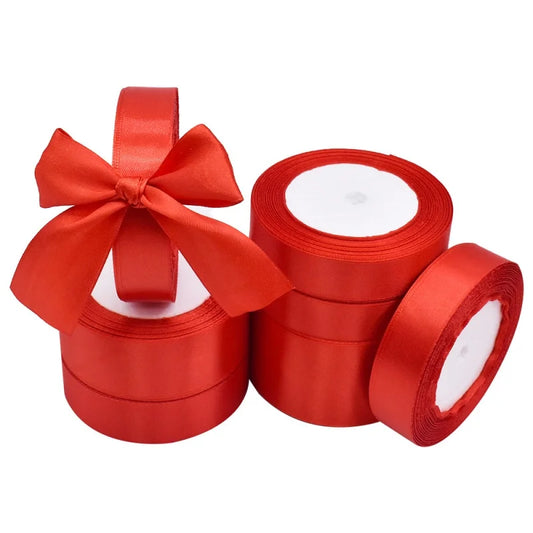 Ruban de satin rouge pour décorations de Noël et de Saint-Valentin, emballage cadeau, scrapbooking, nœuds, ruban adhésif d'emballage