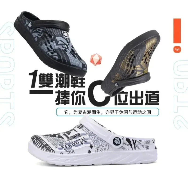 Plus Size 49 Men Non-slip Sandals Clogs Men and Women Home Beach Slippers Breathable Lightweight Men Outdoor House Slides