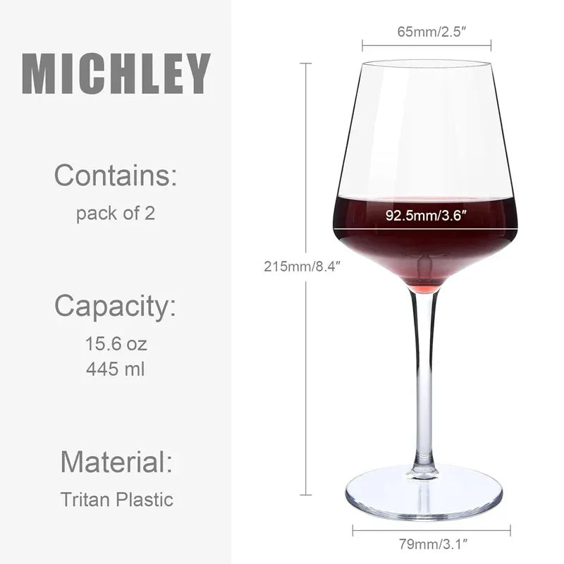 MICHLEY 2/4/6PCS Set Unbreakable Plastic Wine Glass High Quality Goblet Transparent Tritan Plastic Wine Juice Drink Cup Party