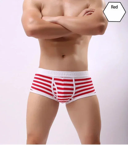 Cotton Men Boxers Men Soft Penis U-Pouch Underwear Underpants Shorts Breathable Striped Hot Male Underwear