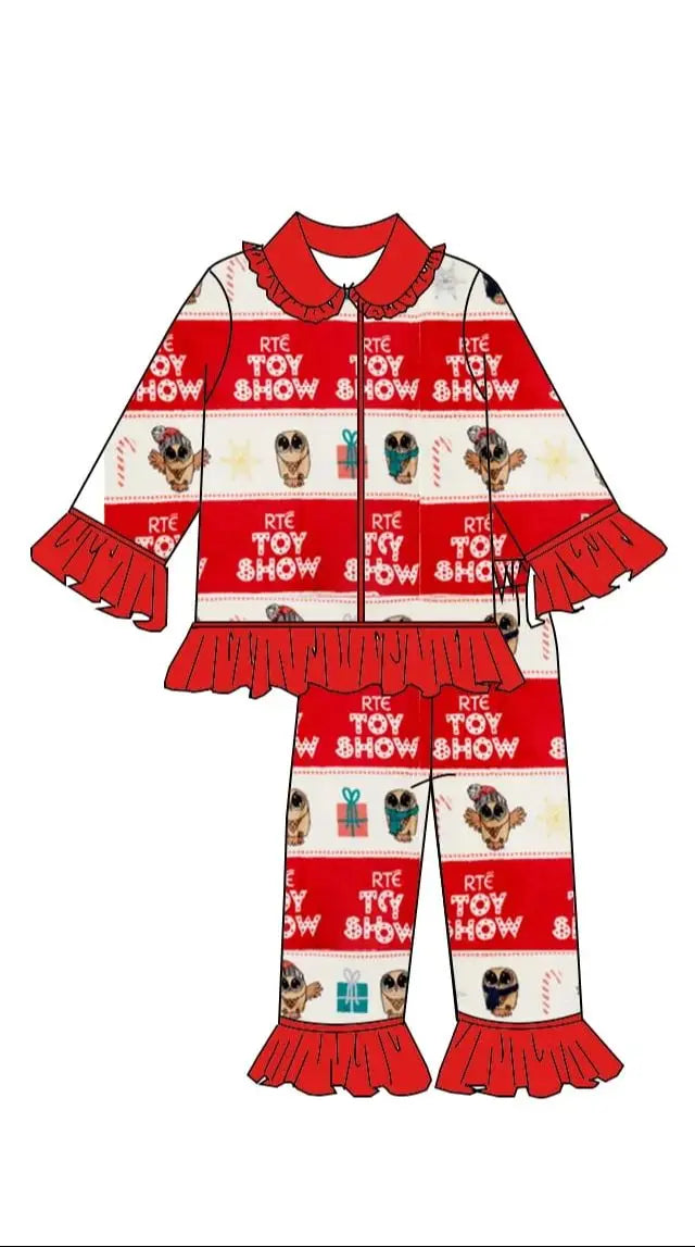 New Boutique children set Christmas lapel short-sleeved elastic cartoon letter print trouser girl boy long pajamas set baby robe