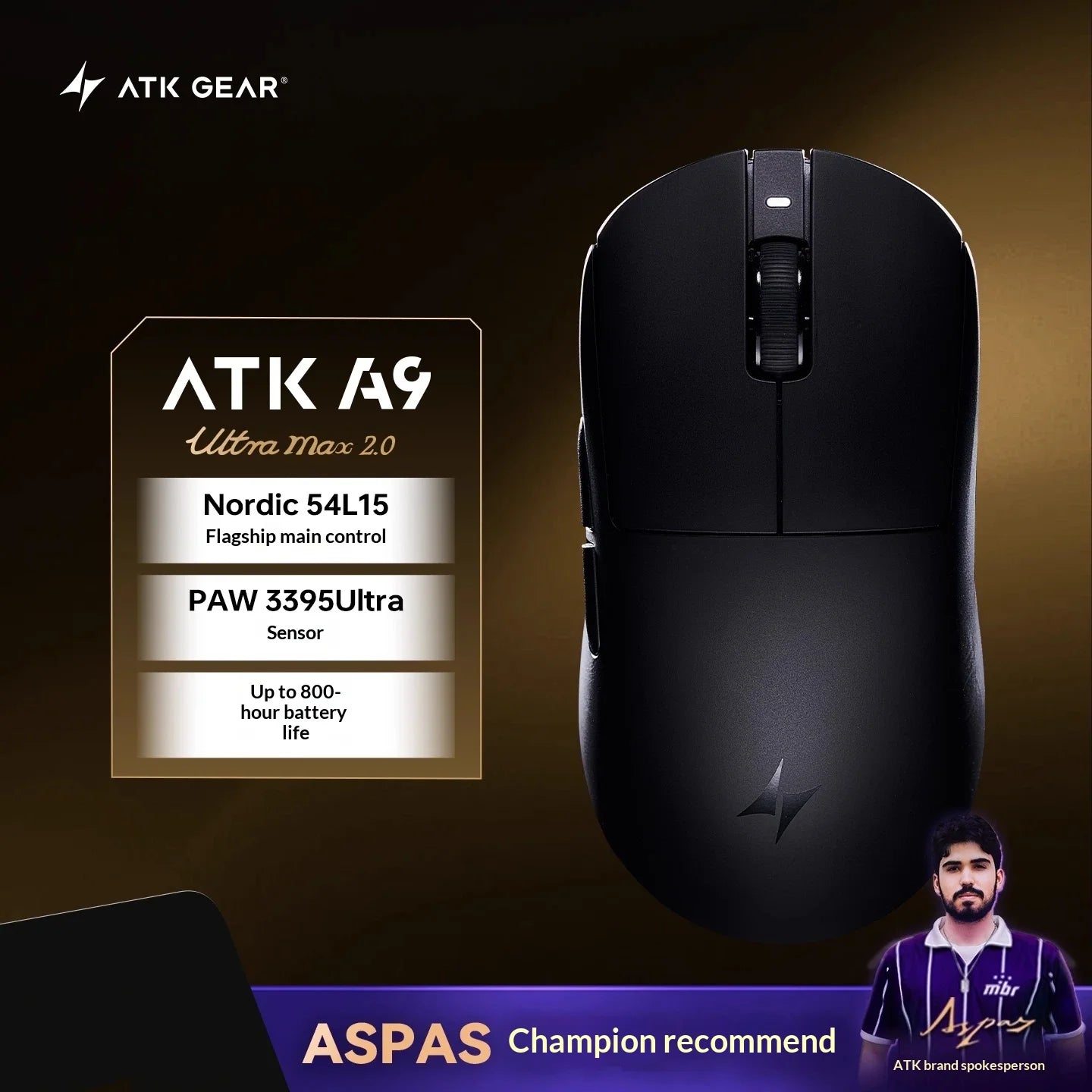 ATK DragonFly A9 Air Ultimate Wireless Gaming Mouse PAW3950 Ultra 42000DPI 750IPS 8KHz RGB Ergonomic For Windows MacOs PC Gifts