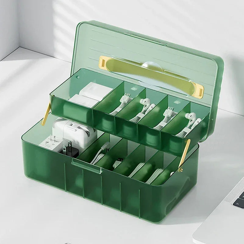 1pc Data Cable Storage Box Power Charging Cable Mobile Phone Charger Plug Organizer Desktop Cable Management Bobbin Winder