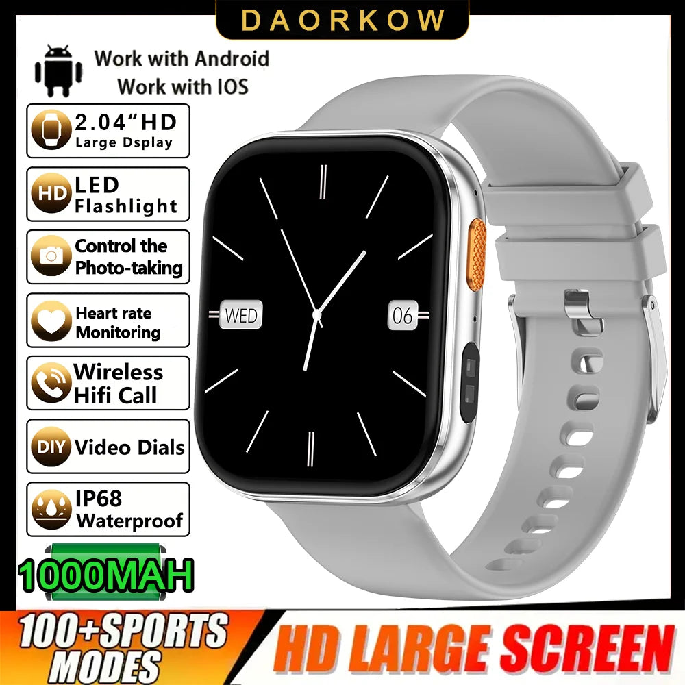2026 2.04-inch Ultra Smart Watch 1000mAh High Capacity Battery Outdoor Sports Fitness Health Monitoring Smartwatch For Men Women