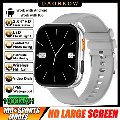 2026 2.04-inch Ultra Smart Watch 1000mAh High Capacity Battery Outdoor Sports Fitness Health Monitoring Smartwatch For Men Women