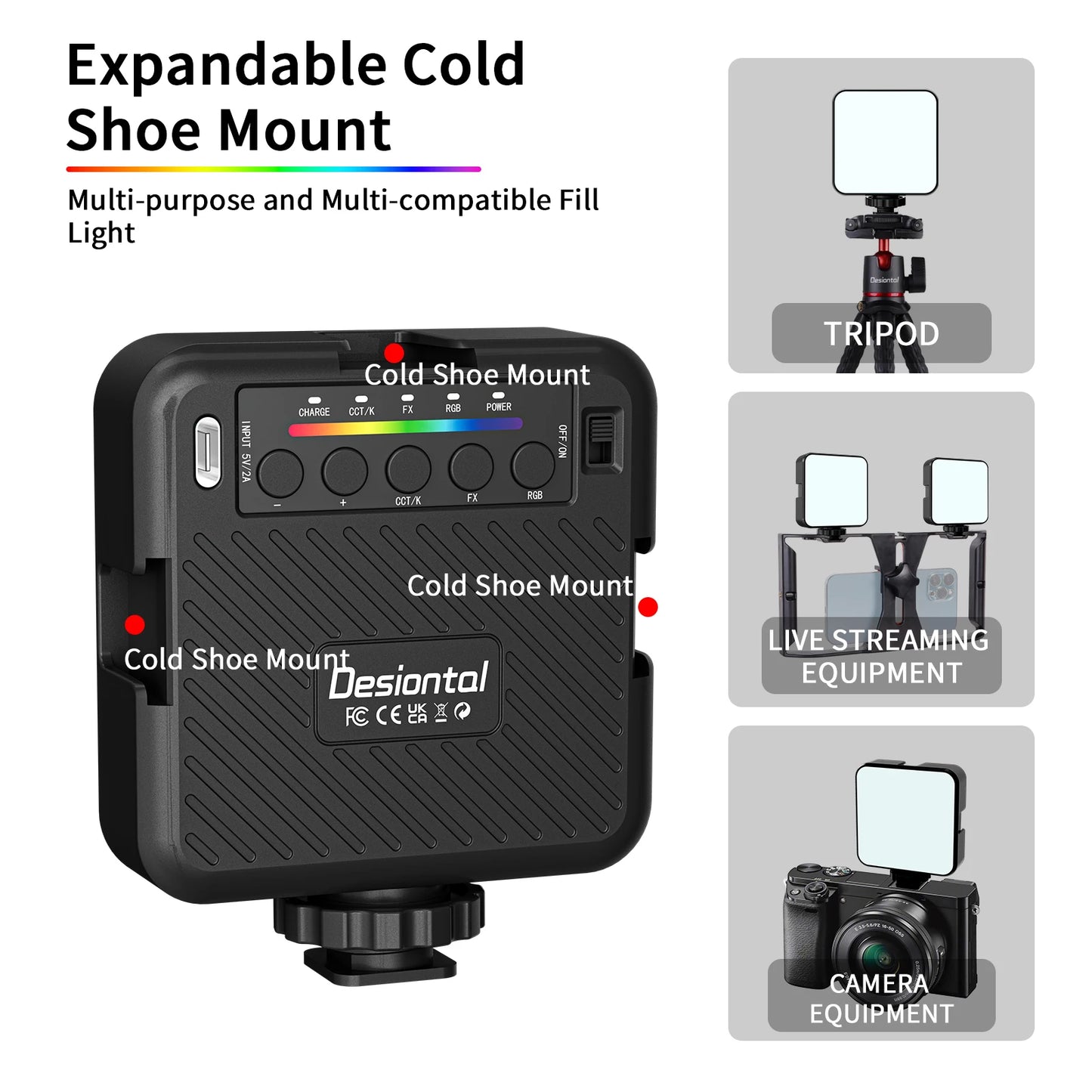 Desiontal X1 Adjustable RGB Multi-Color Photography Fill Light Photography Studio Equipment