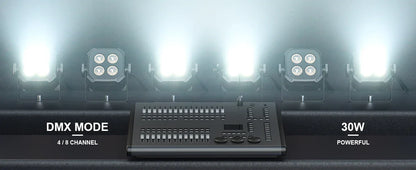Yiflamefly 30W Par Lights 4x8W LED RGBWYP+CYAN DJ Light Remote & DMX Controlled Stage Light For Wedding Party Club Disco
