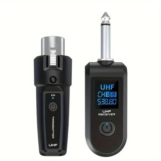UHF Wireless Microphone System XLR Transmitter Receiver For Dynamic Mic Guitar Audio Mixer PA System