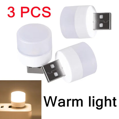 5V USB Plug Lamp Computer Mobile Power Charging Small Book Lamps LED Eye Protection Reading Light Small Night Lights 3/2/1PCS