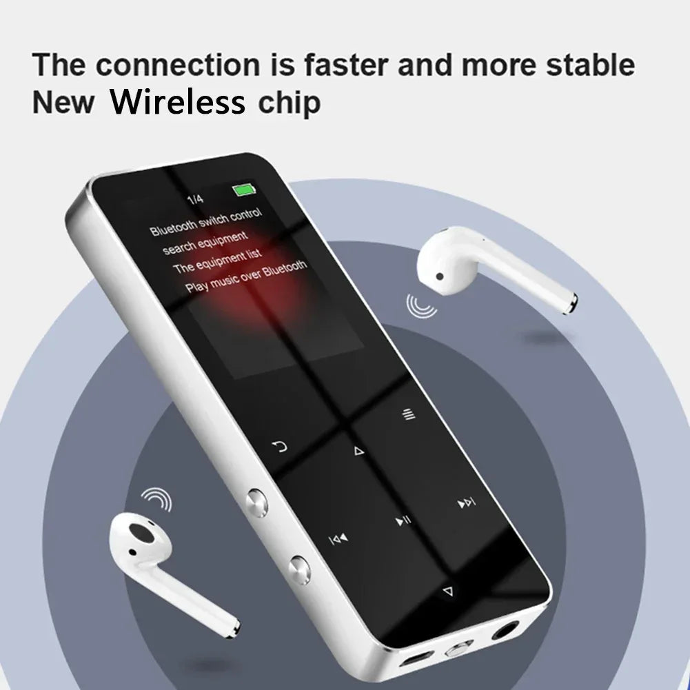 Mini 1.8 inch Metal Touch MP3 MP4 Music Player Bluetooth 5.0 Hifi Player Walkman Radio Video Play with 8/32GB Card E-book