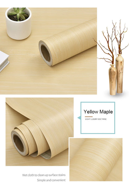 PVC Waterproof Self Adhesive Wallpaper Wall in Rolls Furniture Cabinets Vinyl Decorative Film Wood Grain Stickers For Home Decor