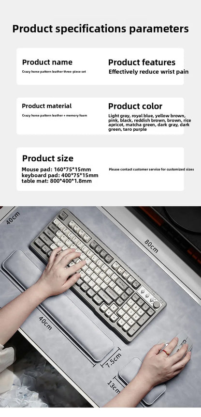 Wrist Pad Rest Keyboard Guard Three Pieces Desk Pad Waterproof PU Mouse Pad Large Mousepad Laptop Non-slip Desk Mat Mouse Mat
