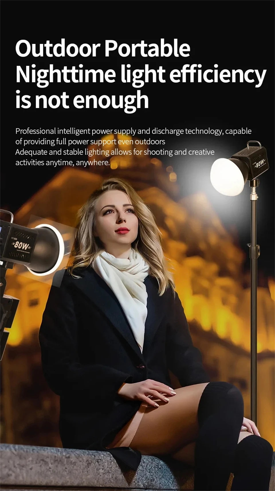 ZU80 COB Photo Studio Light Bi-Color 2500K-8500K LED Video Light CRI95+ TLCI97+ Photography Fill Lighting with Diffuser