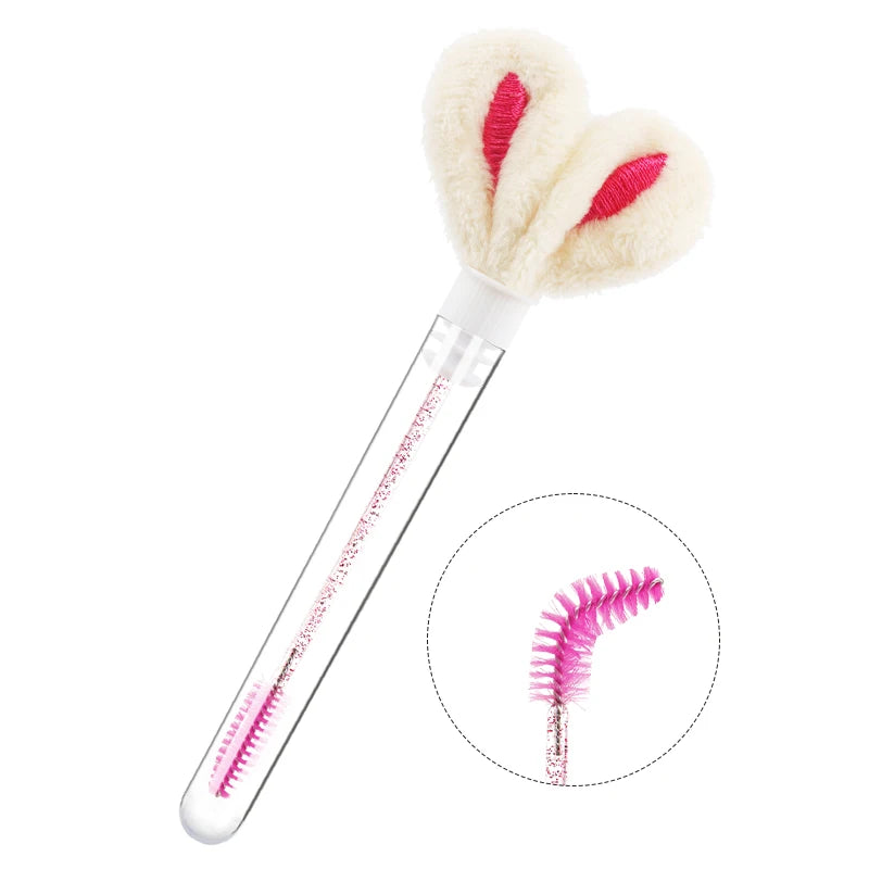 10pcs Tube Eyelash Brush Lash Extension Makeup Brushes Eyebrow Comb Rabbit Ears Designer False Eyelashes Microbrush Beauty Tool