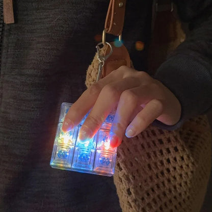 LED 9 Keys Keycap Keychains for Women Men Luminous Stress Relief Finger Pendants Fidget Keyboard Backpack Key Button Keyrings