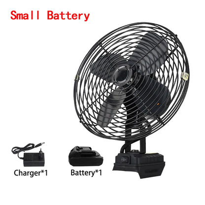 Camping Fan 8 Inches Wireless Outdoor Fishing Desktop Portable Metal Fan Strong Wind Fan Fit Makita/Dewalt 20V Battery  Pins