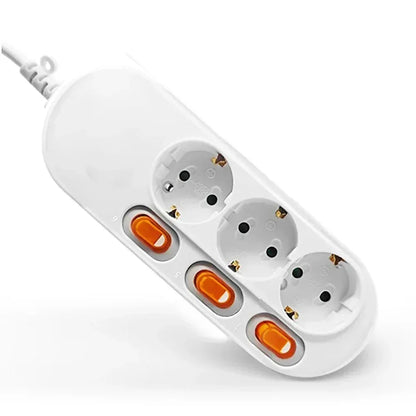 Melery Power Strip Surge Protection EU Plug Way Outlets Electrical Extension 16A Socket Independent Control Switches Schuko Cord