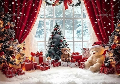 Merry Christmas Backdrops Wonderland Snowman Decor Photography Background Kids Birthday Party Baby Shower Banner Party Supplies