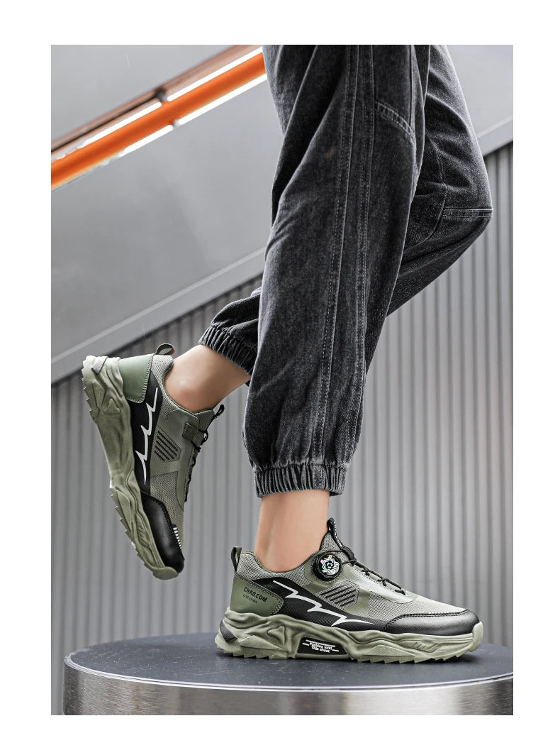 Men's casual sports shoes four season new rotating shoelaces comfort outdoor running walking shoes breathable soft-sole sneakers