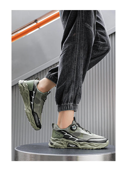 Men's casual sports shoes four season new rotating shoelaces comfort outdoor running walking shoes breathable soft-sole sneakers