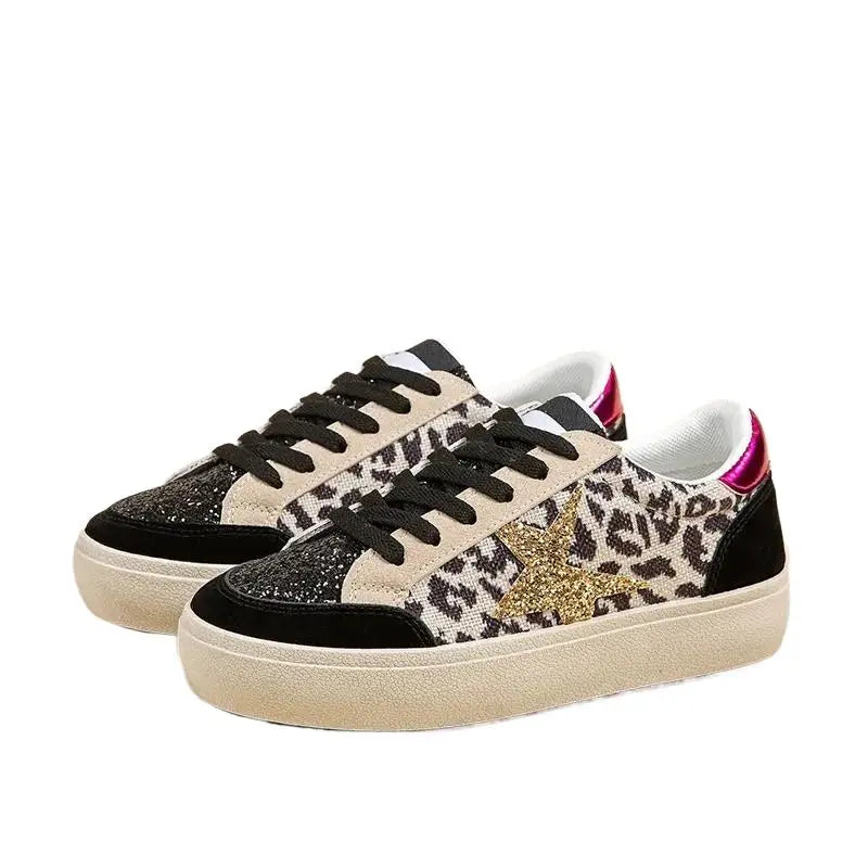 Kalsooni 2024 Autumn New Lightweight Sneakers Non-slip SoftThick Sole Casual Shoes for Women Sequins Star Patchwork Shoes