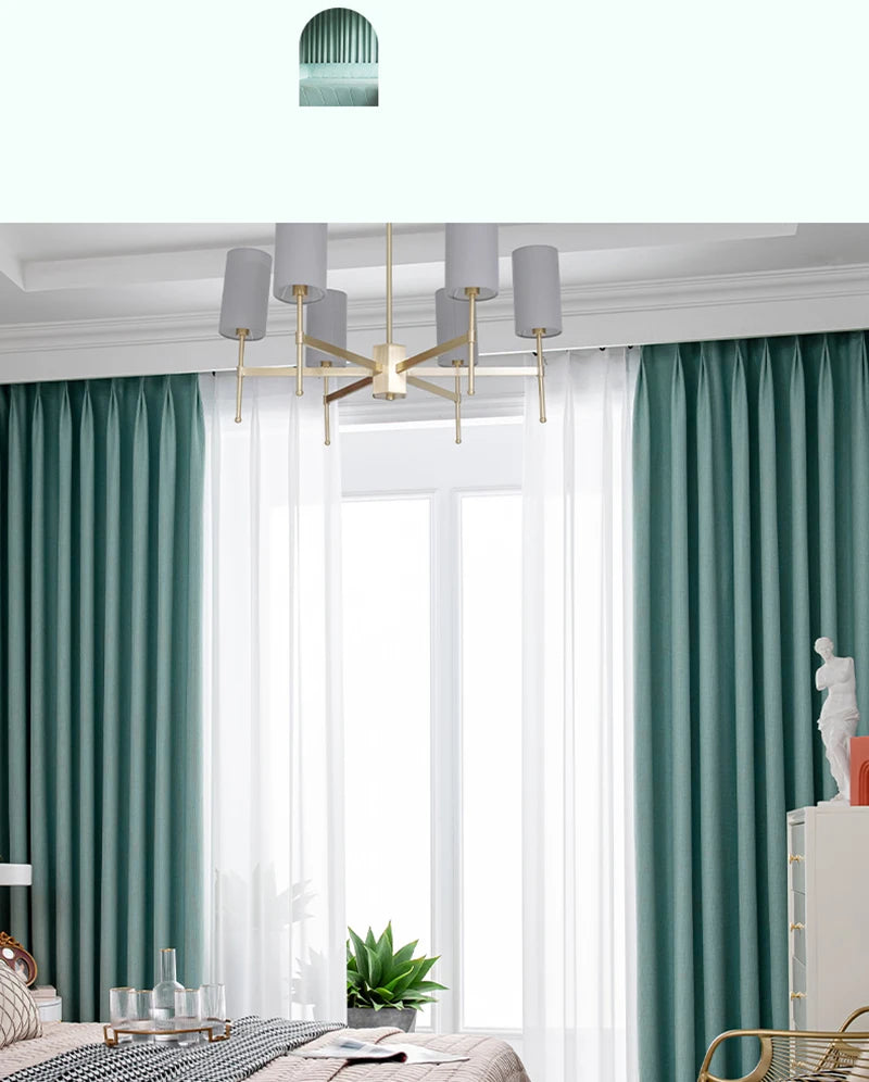 Modern Simple Balcony Drapes Light Luxury Bedroom Thick Blackout Curtain Large Area Bay Window Curtains Home Living Room Drape