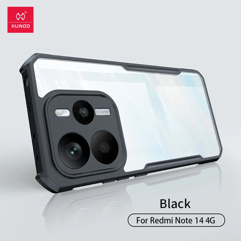 Xundd Phone Case For Xiaomi Redmi Note 14 Pro Shockproof Bumper Protective Cases Luxury Plain Transparent Cover,For Redmi Note14