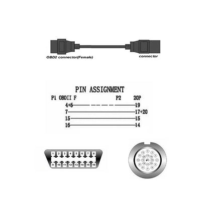 OBD2 Diagnostic Cable For BMW 20Pin to 16Pin Female Connector for BMW e39 e30 f20 e34 e53 i3 OBD Adapter