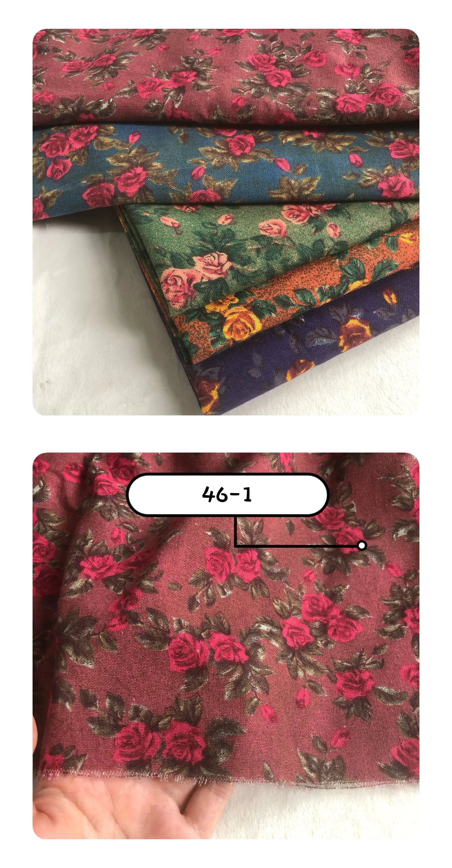 145cm Wide Printed Cotton and Linen Fabric Small Floral Patterns Retro Shirt Dress DIY Clothing Sewing Fabric 90% Cotton Content