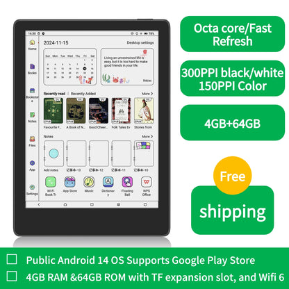 Meebook M8C 7.8" color ink  Android 14 Ebook reader электронная книга  with google play store and fast refresh 4G RAM 64GB ROM