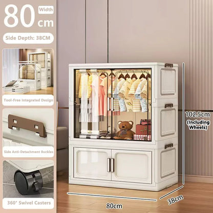 Multi-Functional Folding Storage Cabinet with Doors White/Black/Gray for Home Office Kitchen Bathroom Organizer
