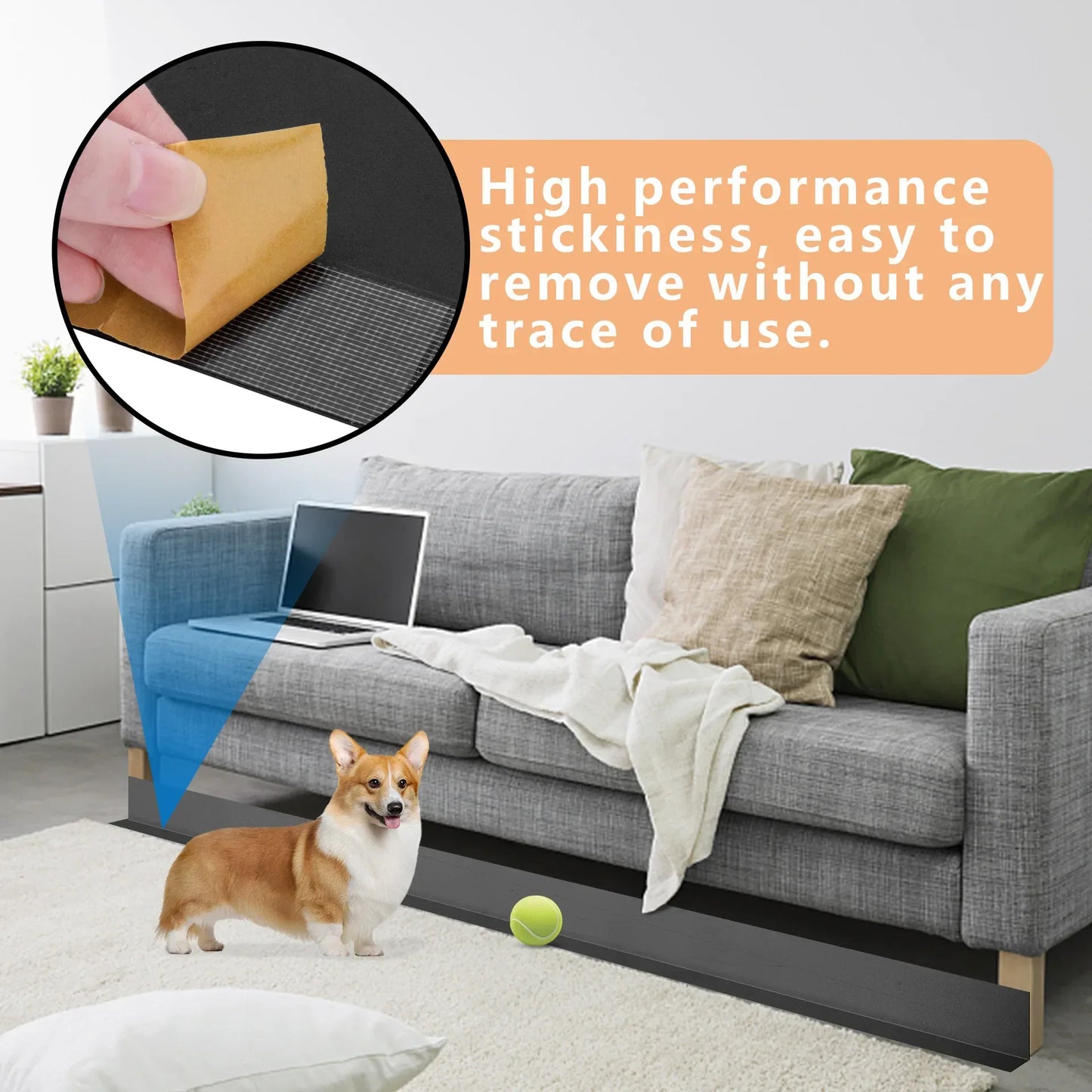 Adjustable PVC sofa backrest - 3 meters, cuttable toy preventer under sofa, easy-to-install sofa bottom panel.