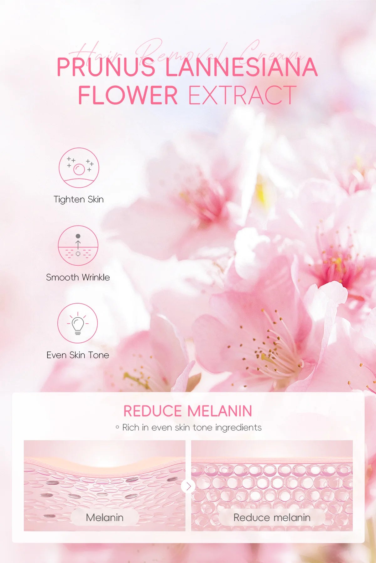 Sakura Hair Removal Cream Fast Painless Hair Growth Inhibitor Arm Armpit Legs Intimate Areas Permanent Depilatory for Men Woman